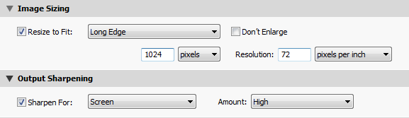 Lightroom Export Image Sizing and Sharpening