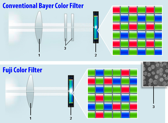Bayer Color Filter vs Fuji Color Filter