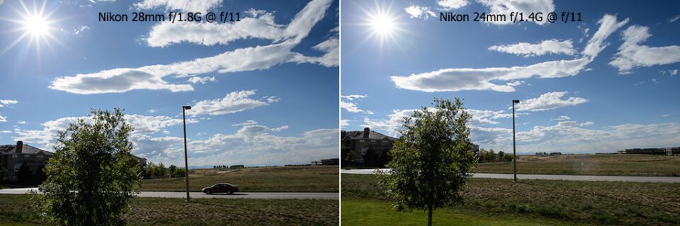 Nikon 28mm f/1.8G vs Nikon 24mm f/1.4G Ghosting and Flare