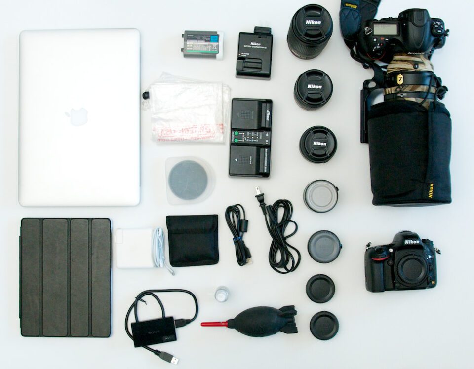 Contents of a packed Airport Commuter Backpack by ThinkTank