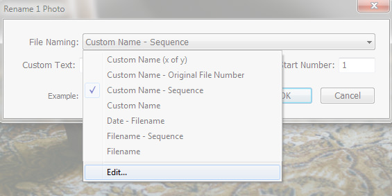 Lightroom Filename Template Editor