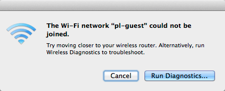 WiFi network could not be joined