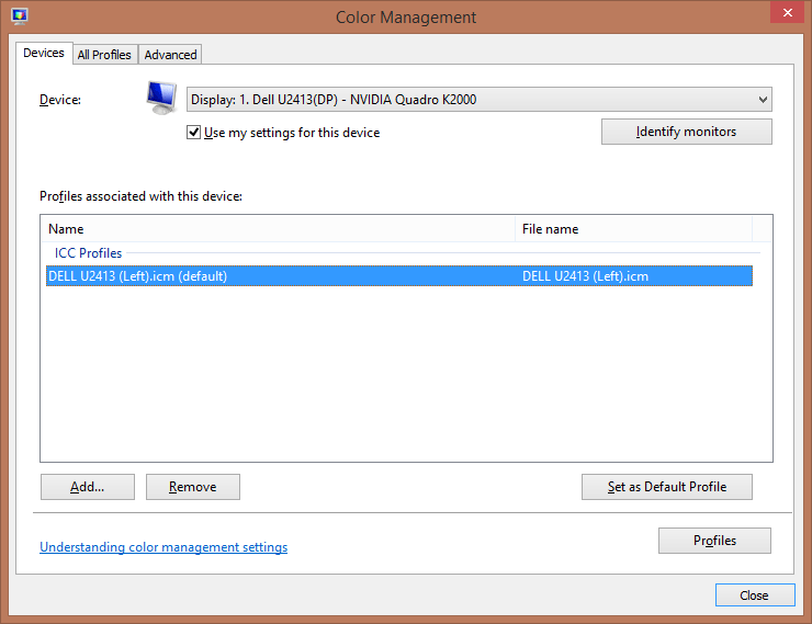 Windows Color Management Remove Profiles