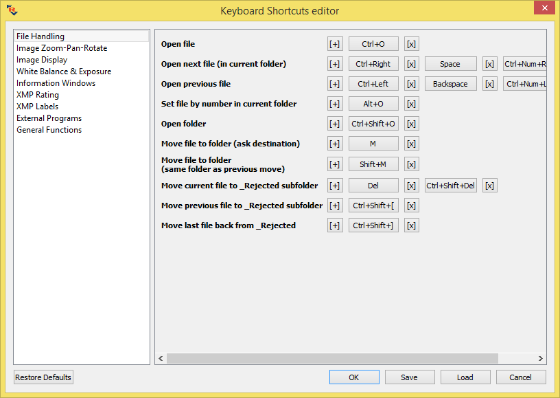 FastRawViewer Keyboard Shortcuts