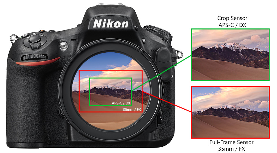 To understand crop factor, compare full-frame vs APS-C sensor sizes