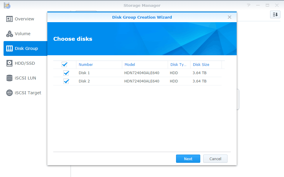 ioSafe Disk Group Creation Wizard