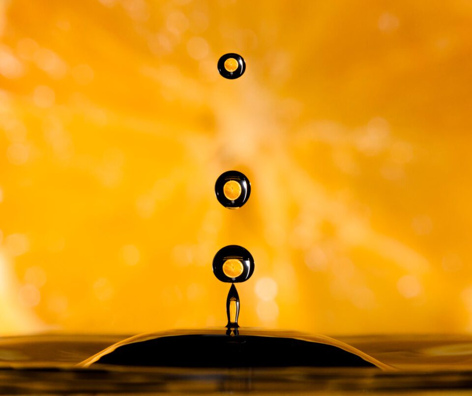 Orange Droplets of Water