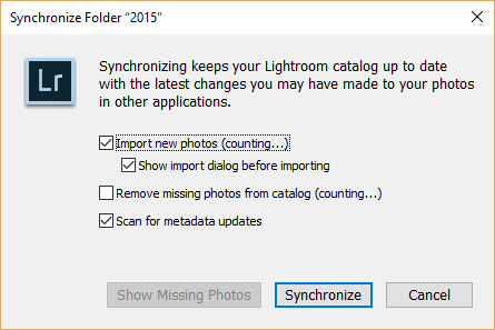 Lightroom Synchronize Folder