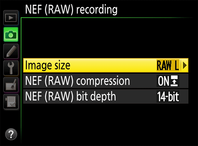 Nikon NEF Recording Options