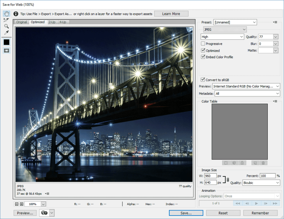 how to compress pictures in photoshop