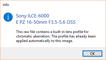  Corrections d'objectif Sony A6000 