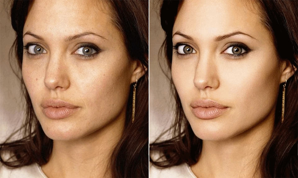 Angelina Jolie Before and After Retouch