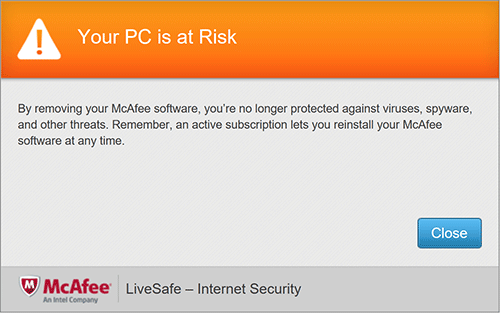 McAfee gỡ cài đặt