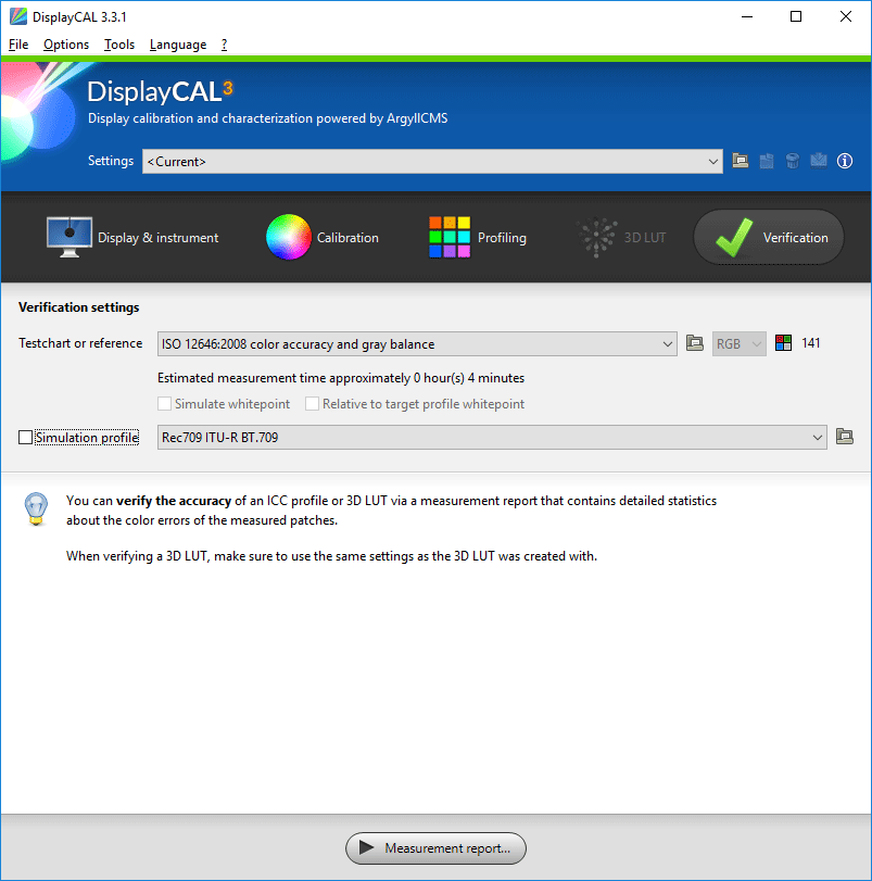 displaycal profile info contrast ratio