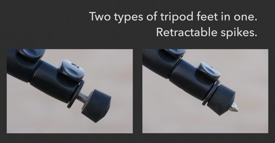 Retractable spiked tripod feet