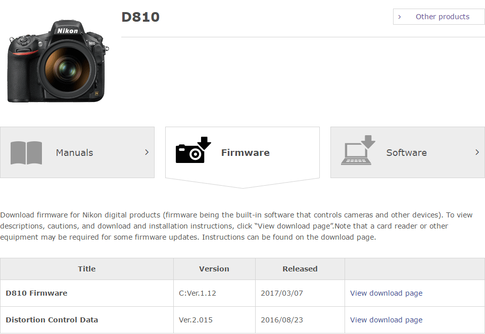 Nikon firmware