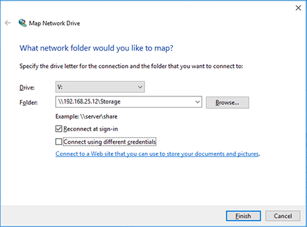 windows map network drive port