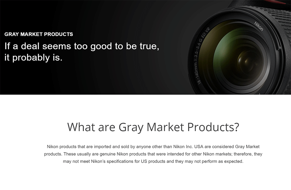 Nikon Gray Market Product