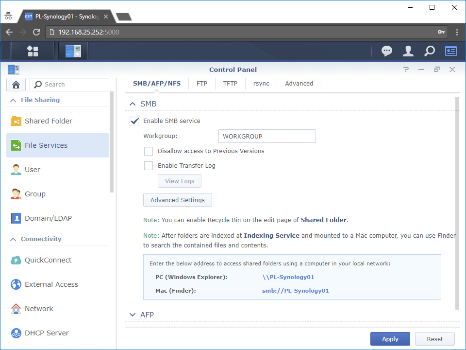 Synology File Services