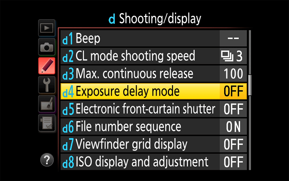 Nikon Exposure Delay Mode