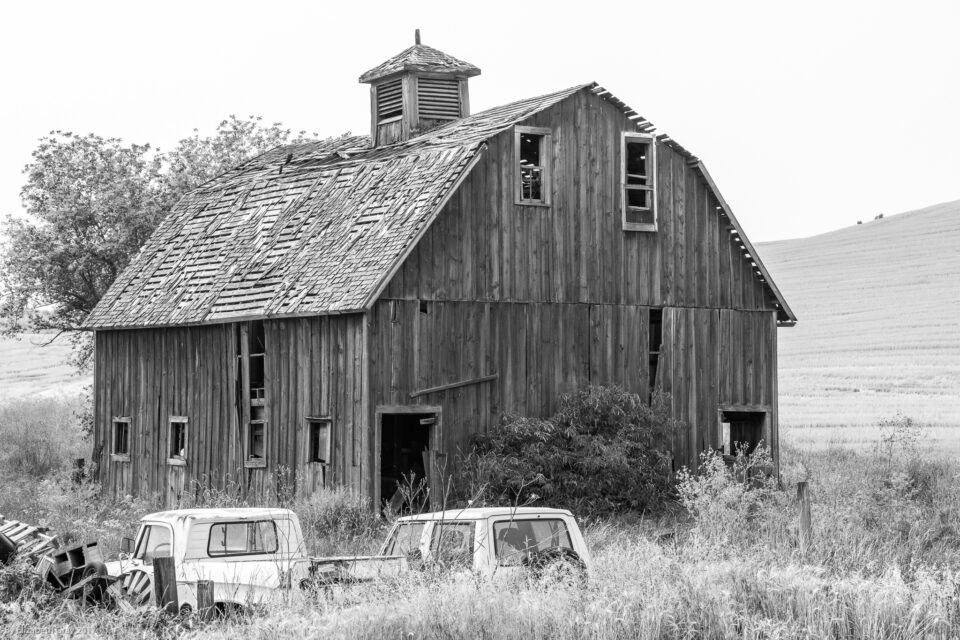 Old Barn and Cars