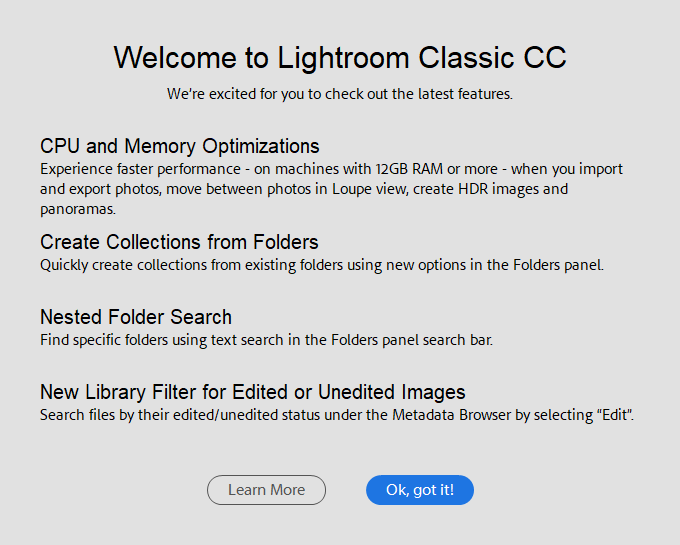 Lightroom CC 7.2 Update