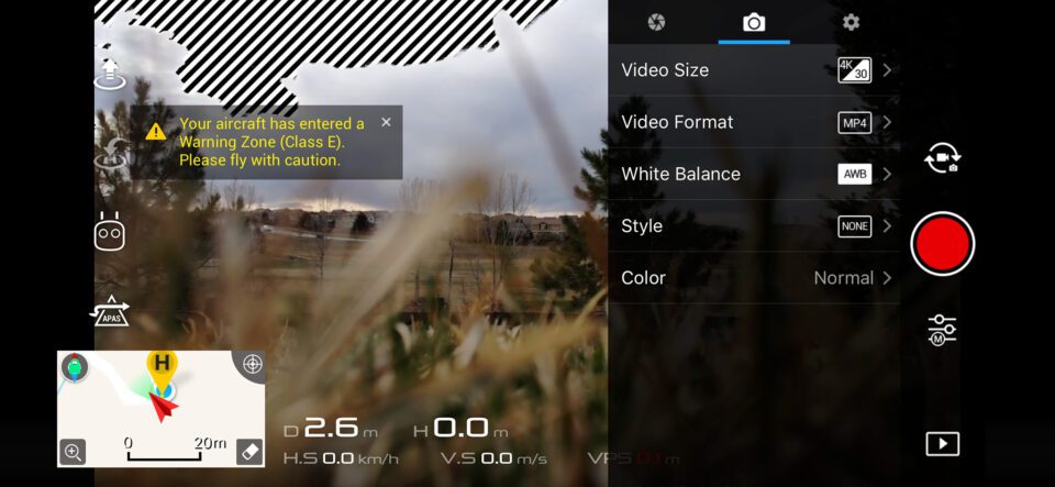 DJI Movie Settings Menu