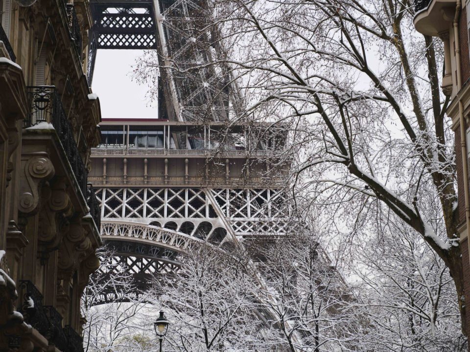 Abstract Photo of Eiffel Tower with Snow