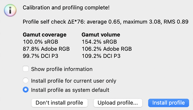 DisplayCAL Calibration Complete