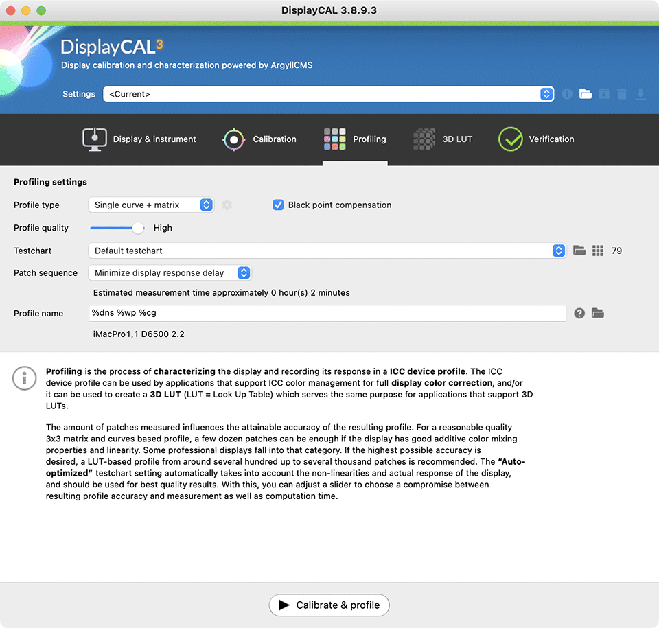 DisplayCAL Profiling Tab