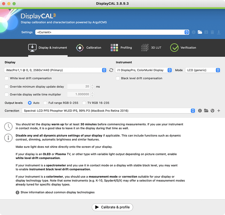 displaycal correction