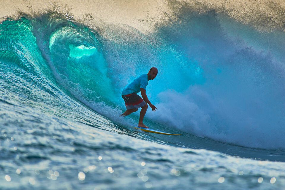Surfer in Indonesian Waves