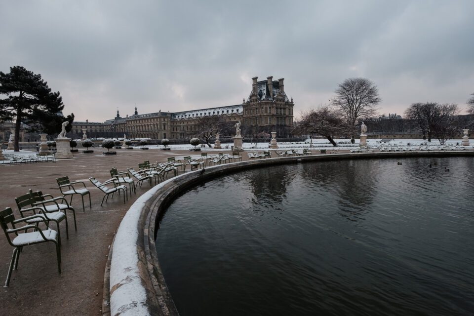 Pond in Paris with Snow
