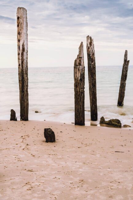 Port Willunga Beach with Old Jetty Pylons