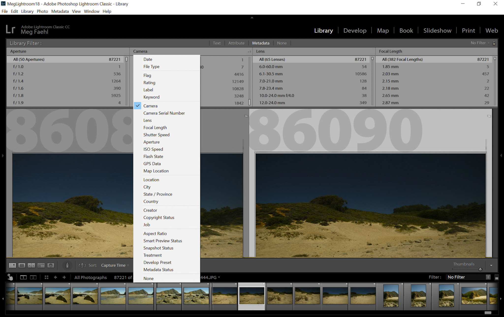 lightroom view photo metadata