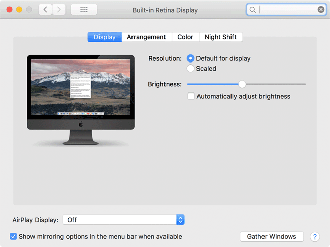 screen brightness on imac