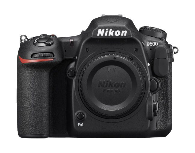 This Nikon camera is the D7500, a professional DSLR intended for sports photography on a budget.