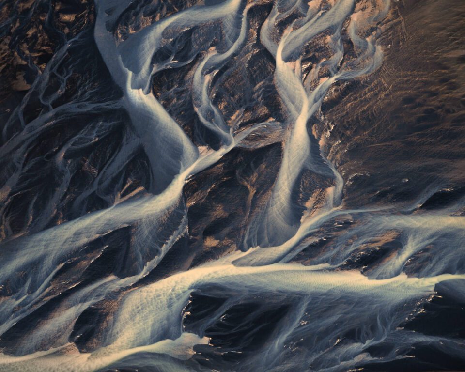 This abstract photo shows a river in Iceland captured from an airplane. I took this photo using the Nikon D800e, a full-frame FX camera with a high resolution camera sensor.