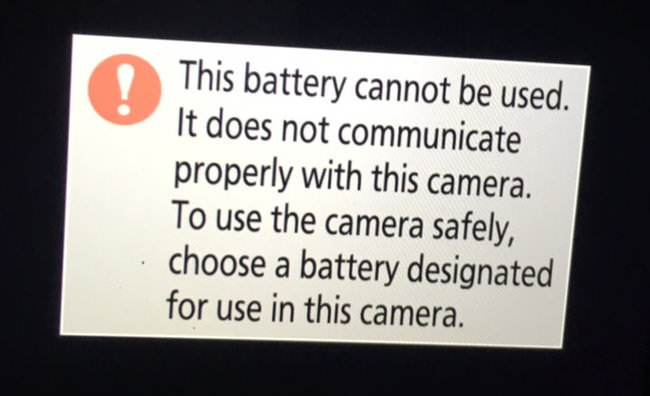 Nikon Z7 Third Party Battery Warning