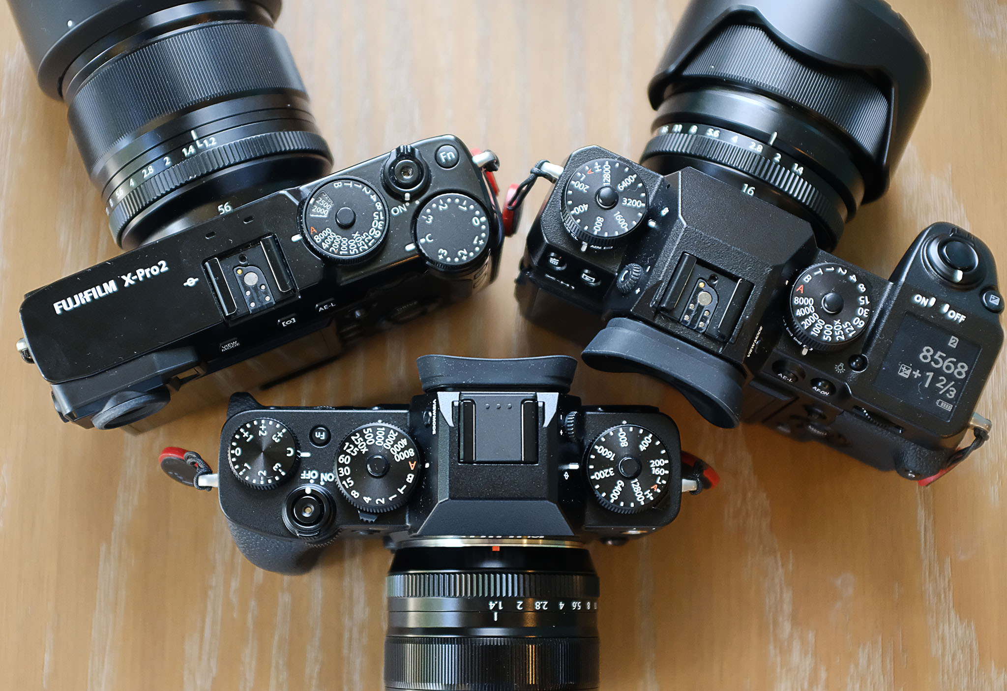 Top Left- Fujifilm X-Pro2, Top Right-Fujifilm X-H1, Bottom- Fujifilm X-T3.