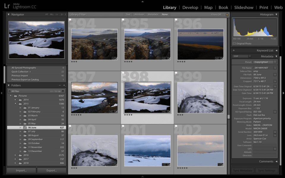 A screenshot of Lightroom Classic CC that showcases some images - how to organize photos