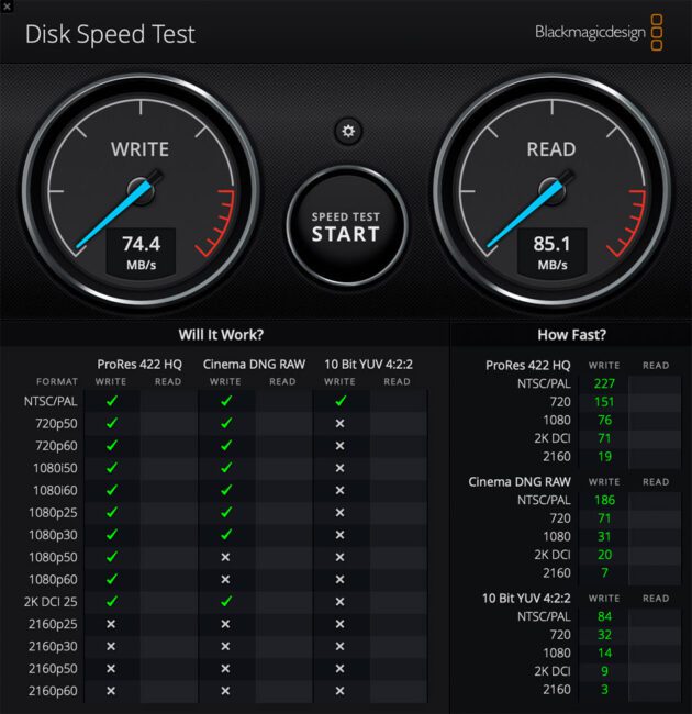 Disk Speed Test BlackMagicDesign