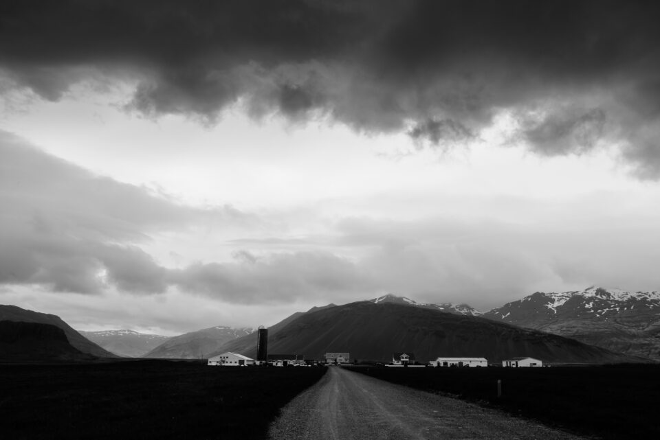Black and White Storm Clouds in Icelandic Landscape