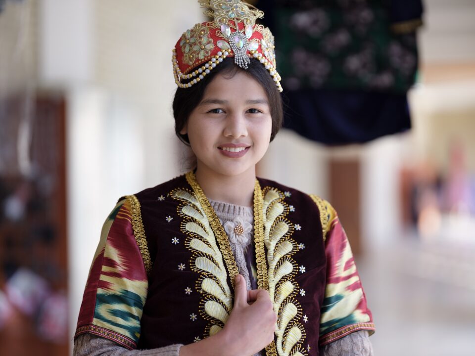 Uzbek girl dressed in traditional clothing