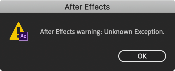 After Effects Unknown Exception