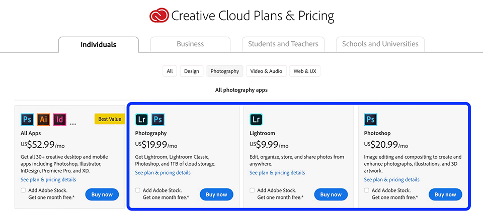 adobe cc prices