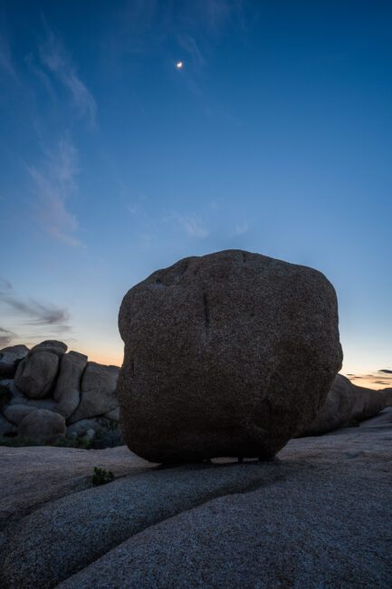 I took this landscape photo of a boulder at night with the Nikon Z7, a lightweight mirrorless camera that works well for landscape and travel photography.