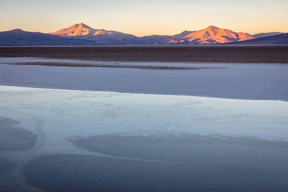 It was so cold in Patagonia at 4000 meters that even this salt lake froze overnight.