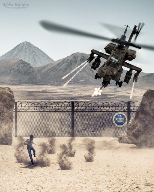Apache helicopter shooting