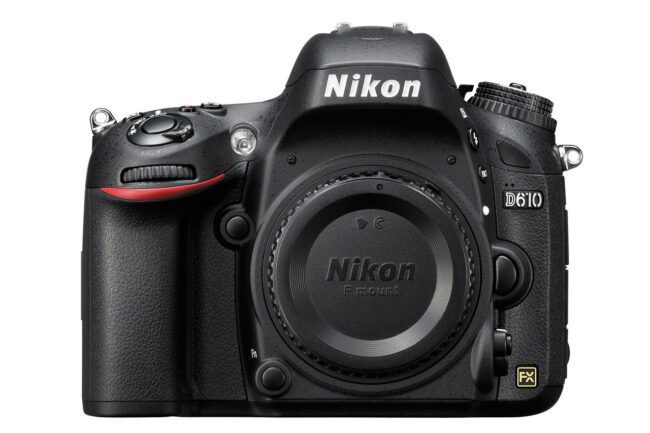 The Nikon D610 is Nikon's entry-level full-frame FX DSLR. It has a 24 megapixel camera sensor and an outdated 39-point autofocus system. It has been discontinued.